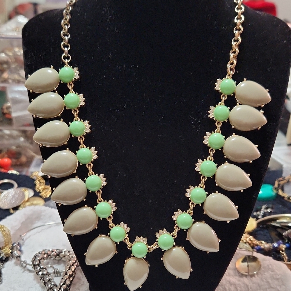 JCrew Elegant Gold and Green Statement Necklace